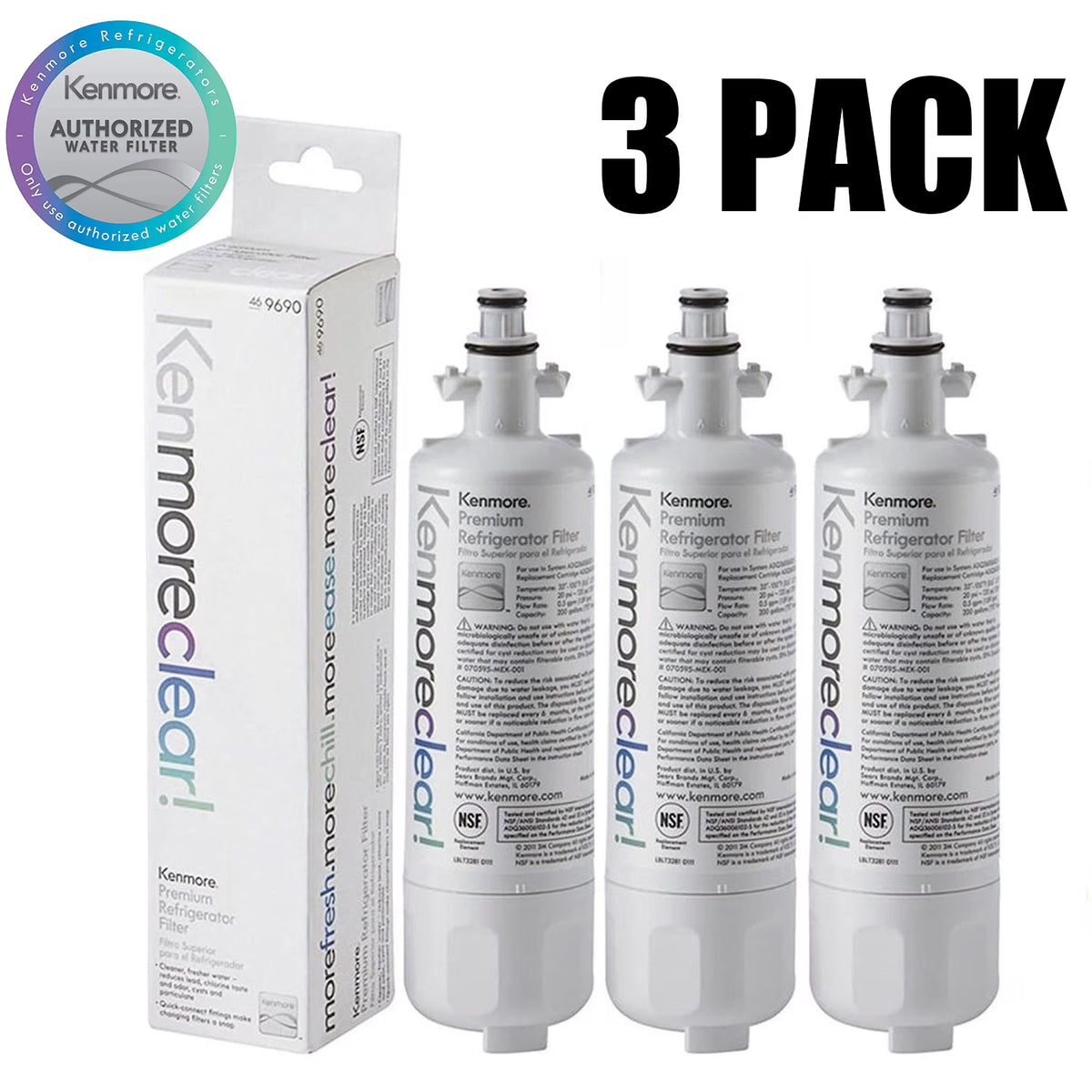 3 Pack Refrigerator Water Filter L58429