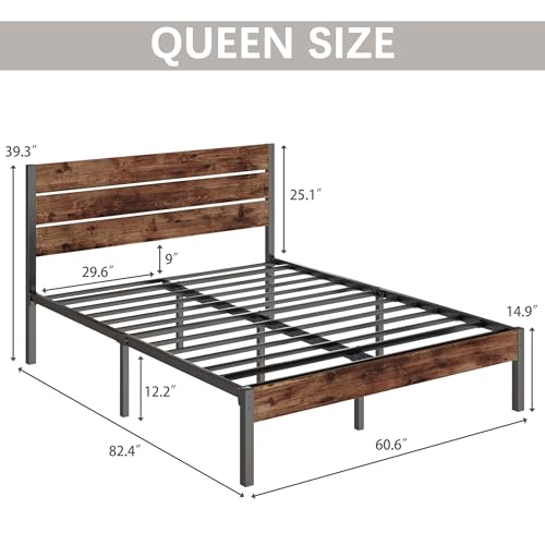 Rustic Brown Metal Full Bed Frame with Headboard and Footboard S98473