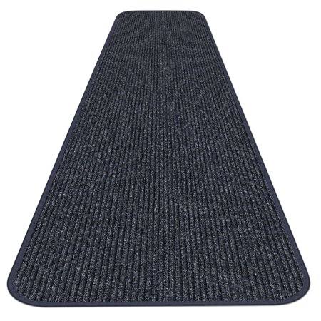 Skid-Resistant Heavy-Duty Carpet Runner, Stormy Blue, 4' x 15' T514027
