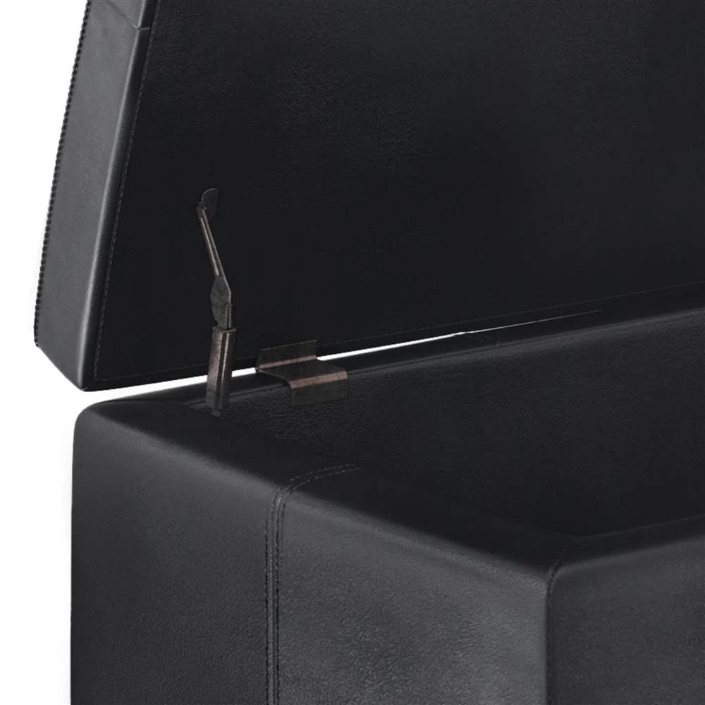 Distressed Black Faux Leather Storage Ottoman C353