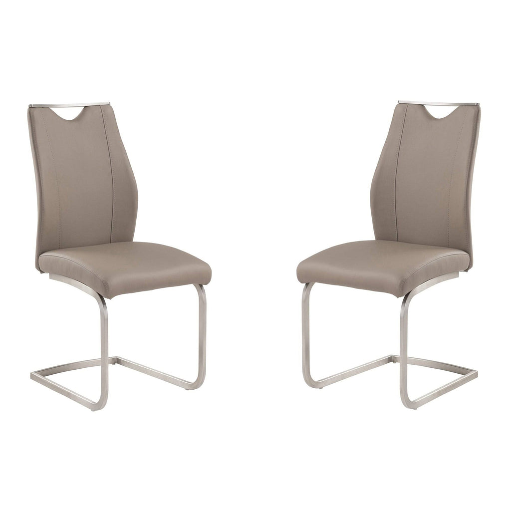 White and Stainless Steel Side Chair, Set of 2 O1783