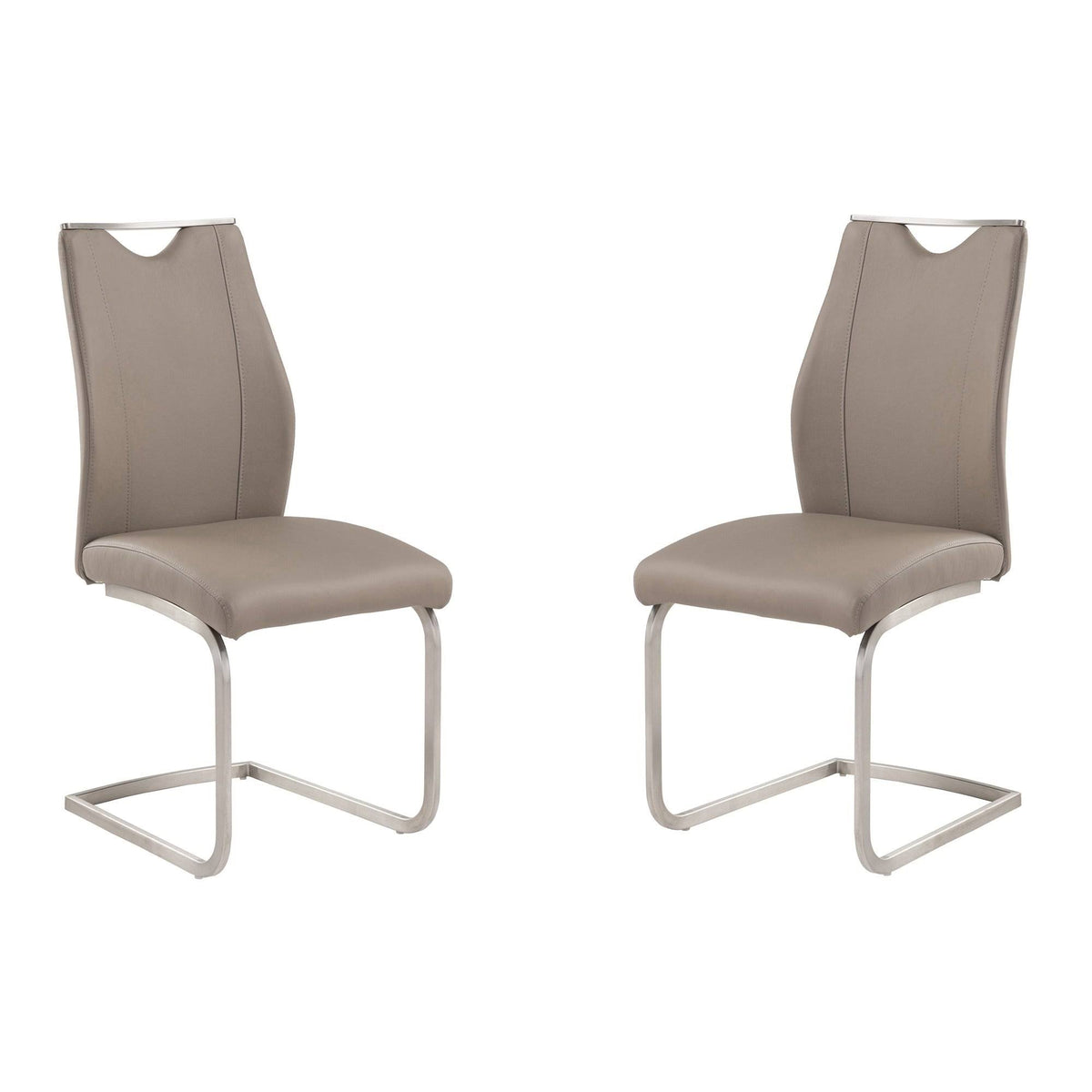 White and Stainless Steel Side Chair, Set of 2 O1783