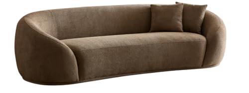 Cream Curved 3-Seater Boucle Sofa V998