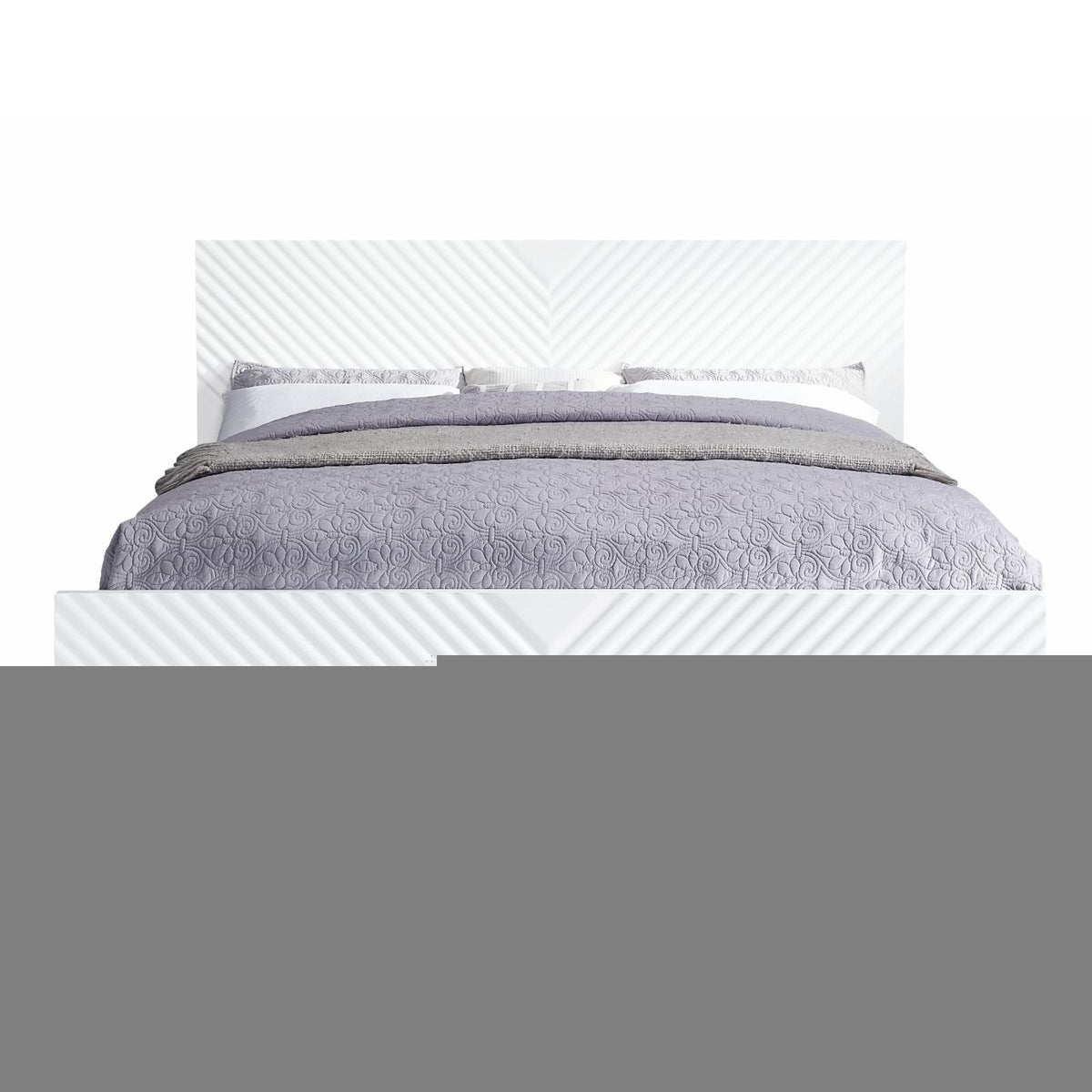 Queen Bed White High Gloss Finish R391434