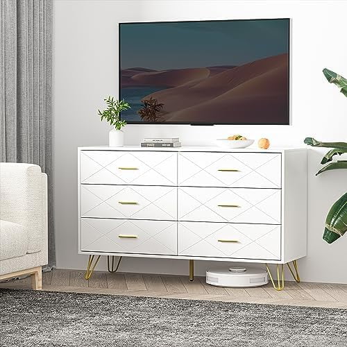 White 6 Drawer Dresser M39769