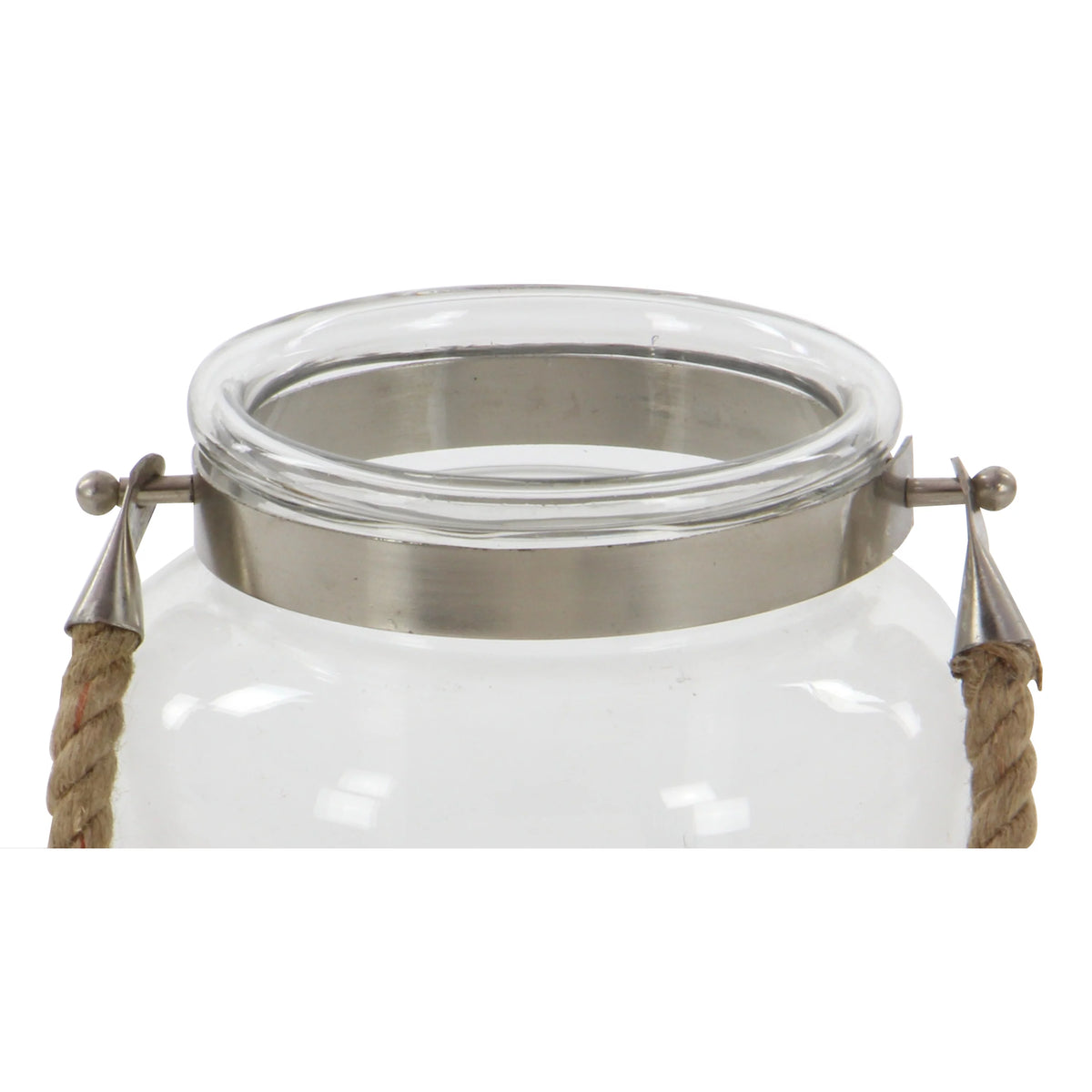Clear Glass Handmade Decorative Candle Lantern with Rope Handle K542