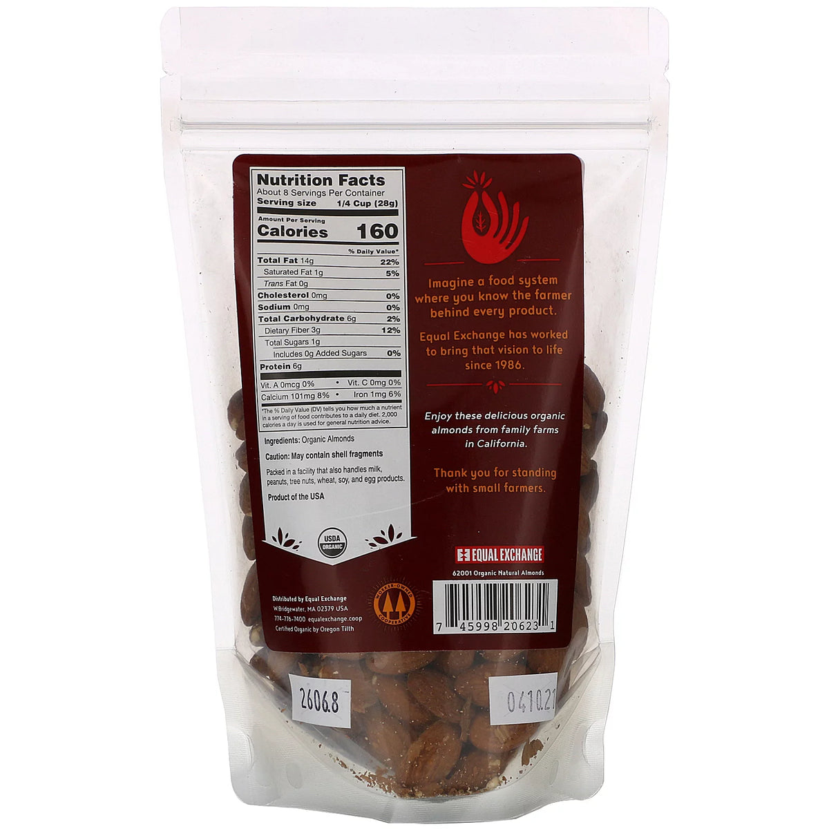 Organic Natural Almonds 8 oz Pack of 2 U3339