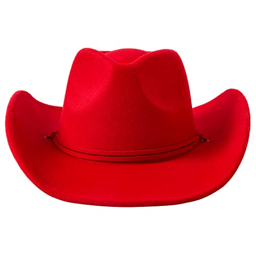 Retro Felt Wide Brim Cowboy Hat with Wind Lanyard V249331