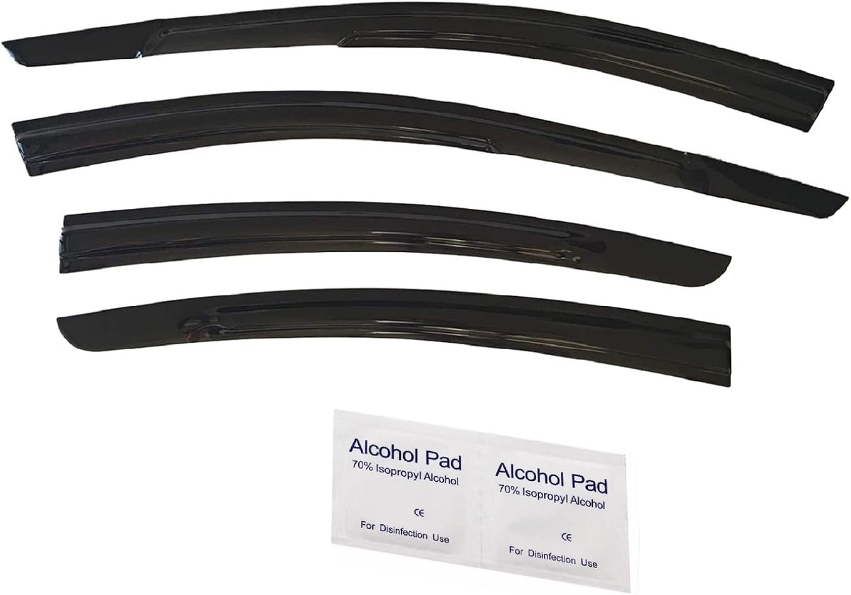 Black Tinted Side Window Vent Visor Deflectors Rain Guards Pack of 2 K34071