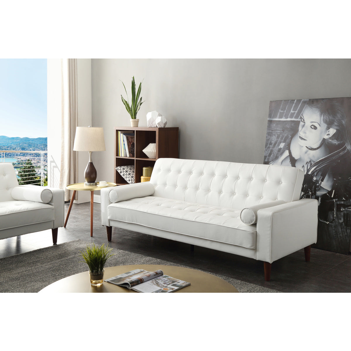 White Sofa Bed D2386