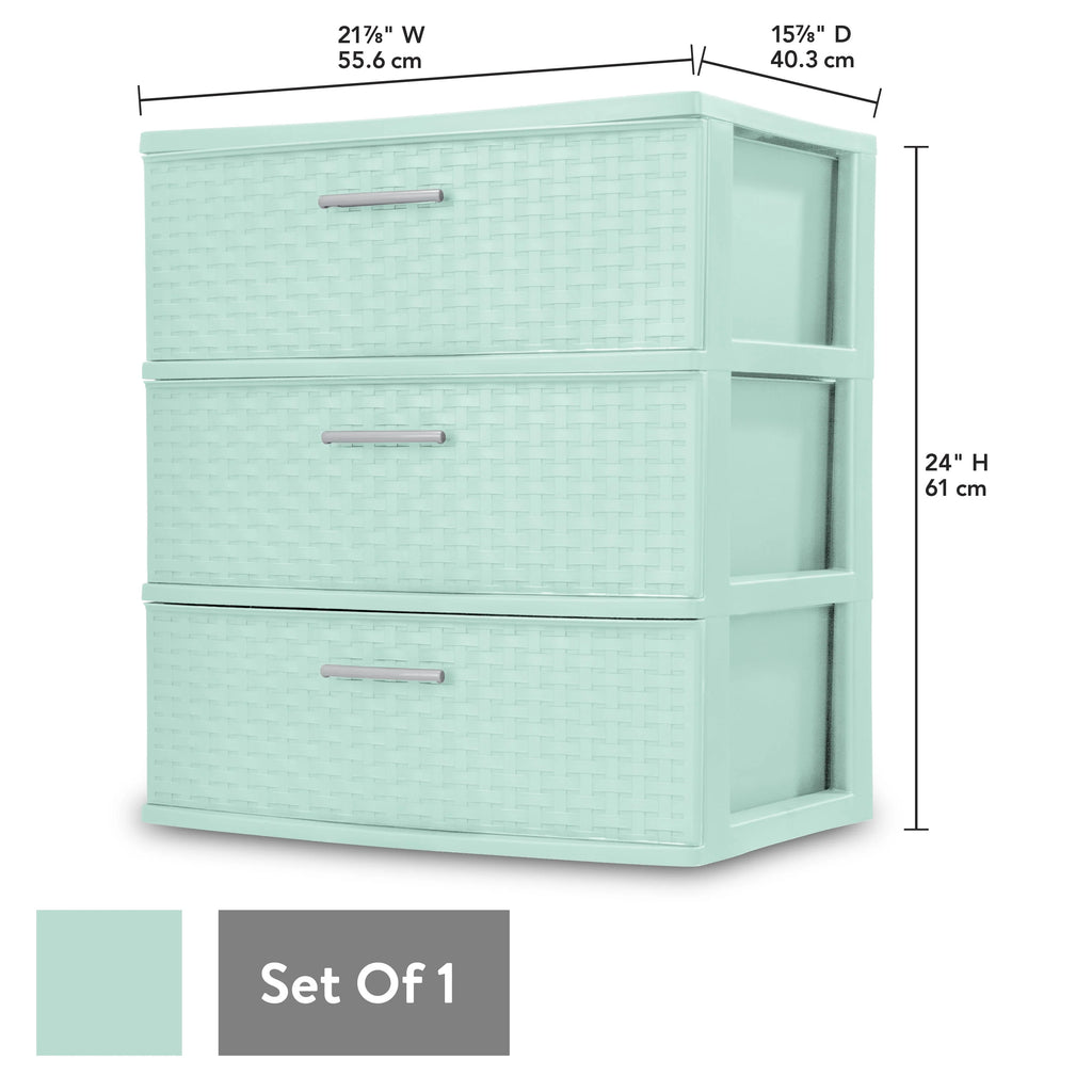 3 Drawer Wide Weave Tower White M920