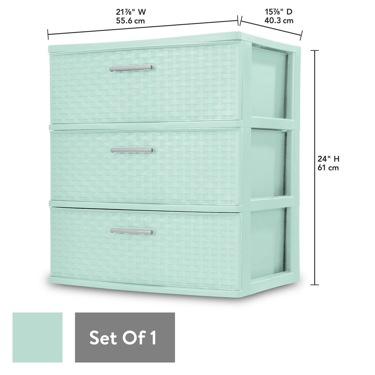 3 Drawer Wide Weave Tower White M920