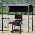 Gray Iron BBQ Grill Gazebo with Side Awning S473