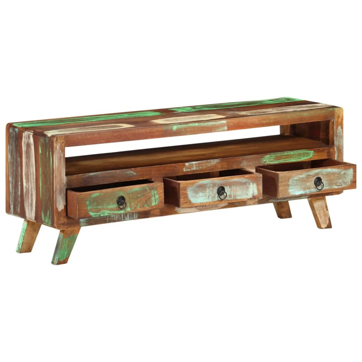 Reclaimed Wood TV Cabinet with 3 Storage Drawers Q371
