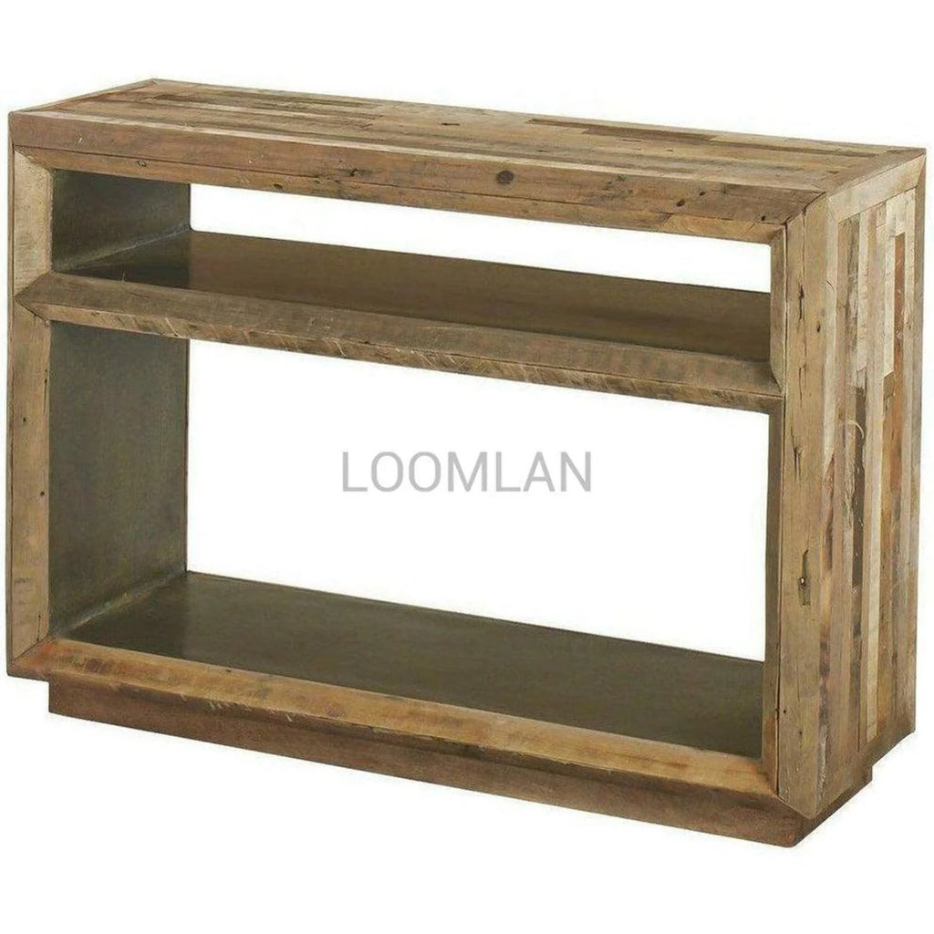 Slim Reclaimed Wood Console Table with Storage Shelves M774