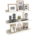 24 Inch Creamy White Beige Wood-Grain Floating Shelves Set of 3 Y258366