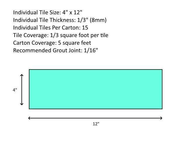 Glossy Baby Blue Glass Subway Tile, 4 inch x 12 inch, 5 Square Feet Carton X48052