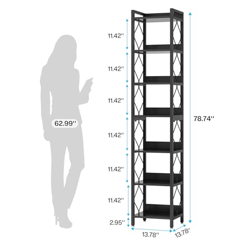 78.7 Inch Extra Tall Narrow 7 Tier Bookshelf B716145