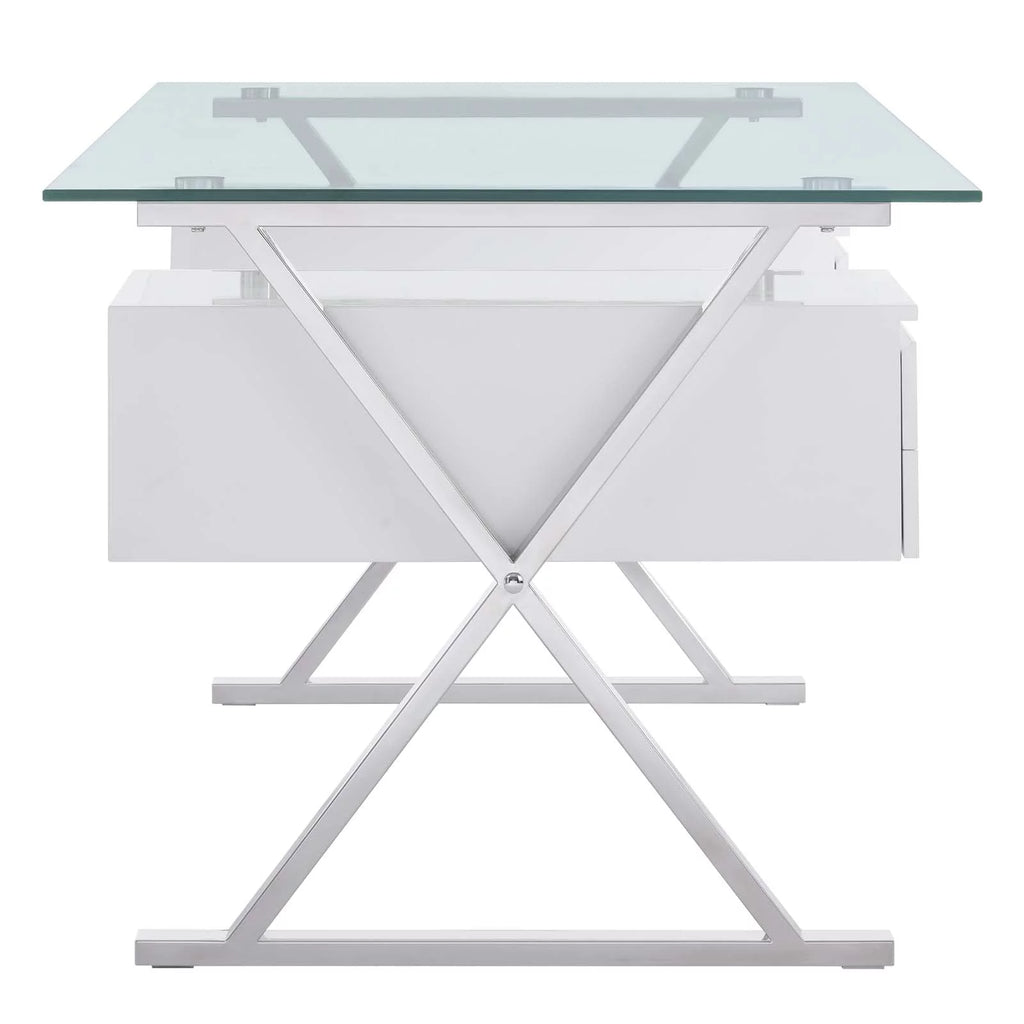 71" Glass Top Office Desk U4182
