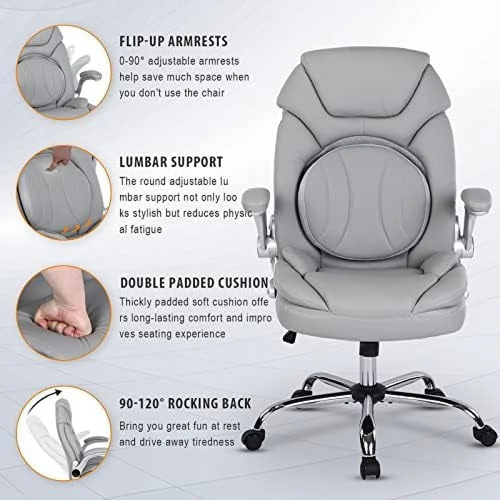 Executive Ergonomic PU Leather Office Chair with Lumbar Support Q936