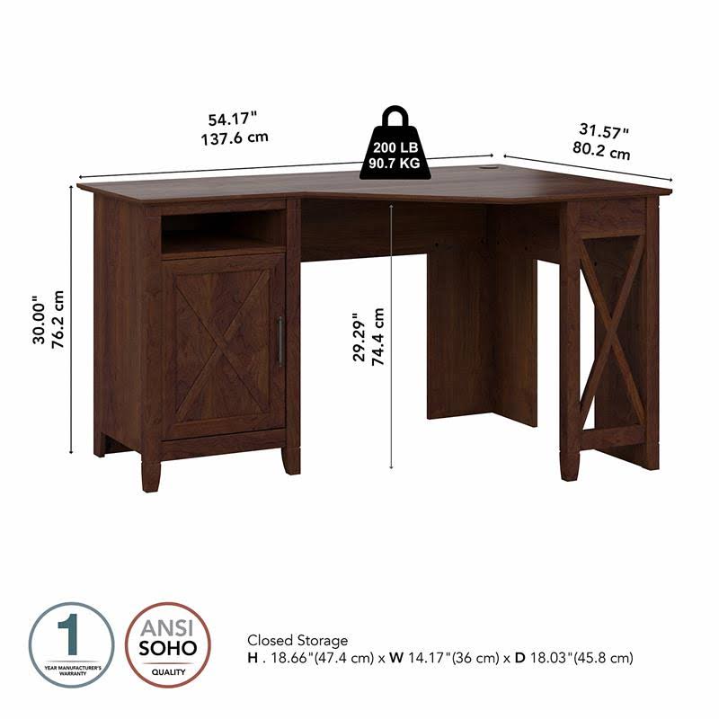 Corner Computer Desk with Storage in Bing Cherry M9580