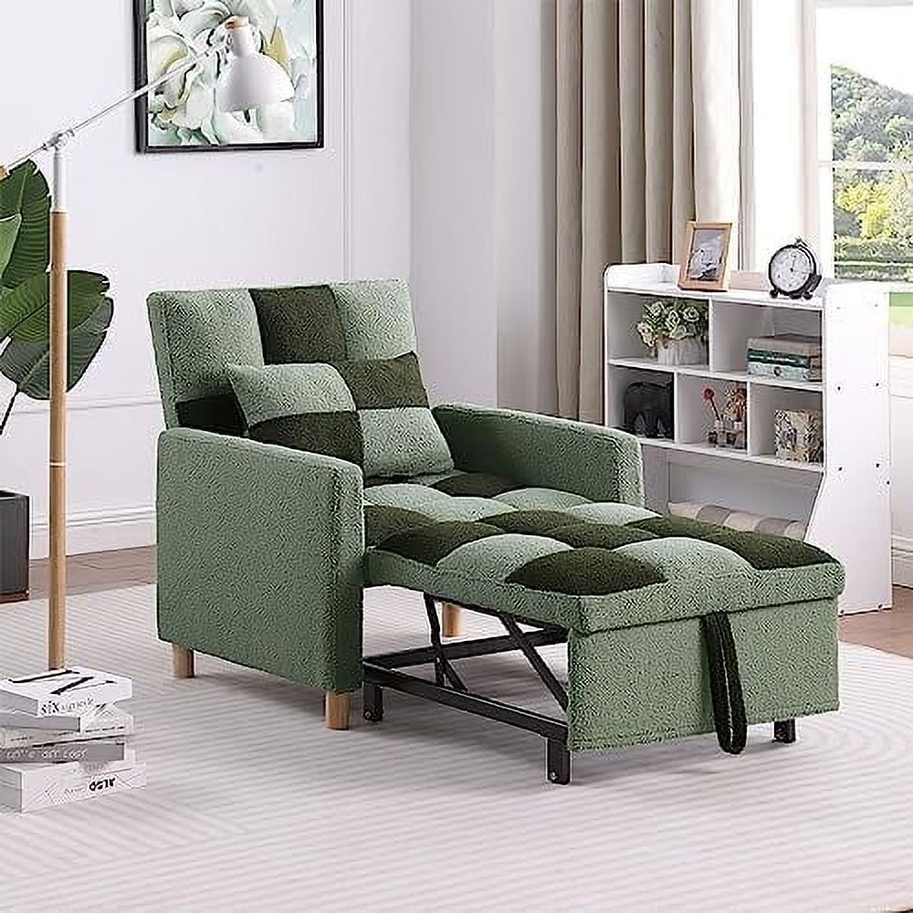Black Velvet Convertible Chair Bed with Pillow D8713