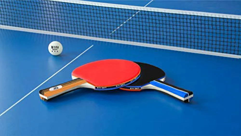 4 Professional Table Tennis Rackets, Retractable Net, 6 Balls, Carry Case F7038