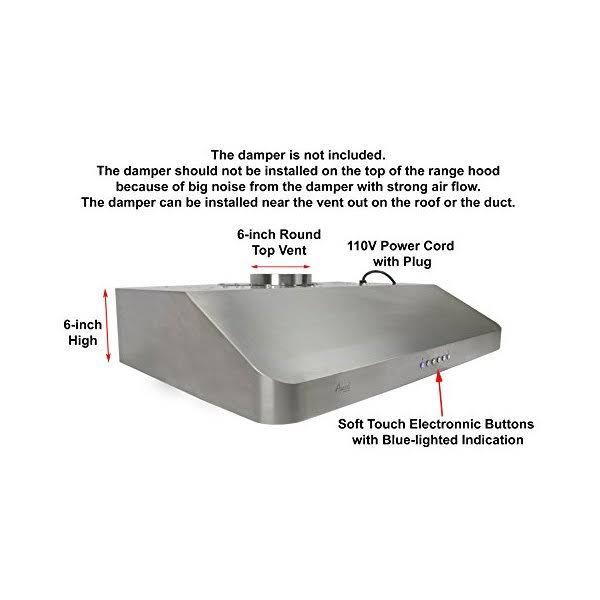 Stainless Steel Under Cabinet Range Hood with 2 LED Lights S8123