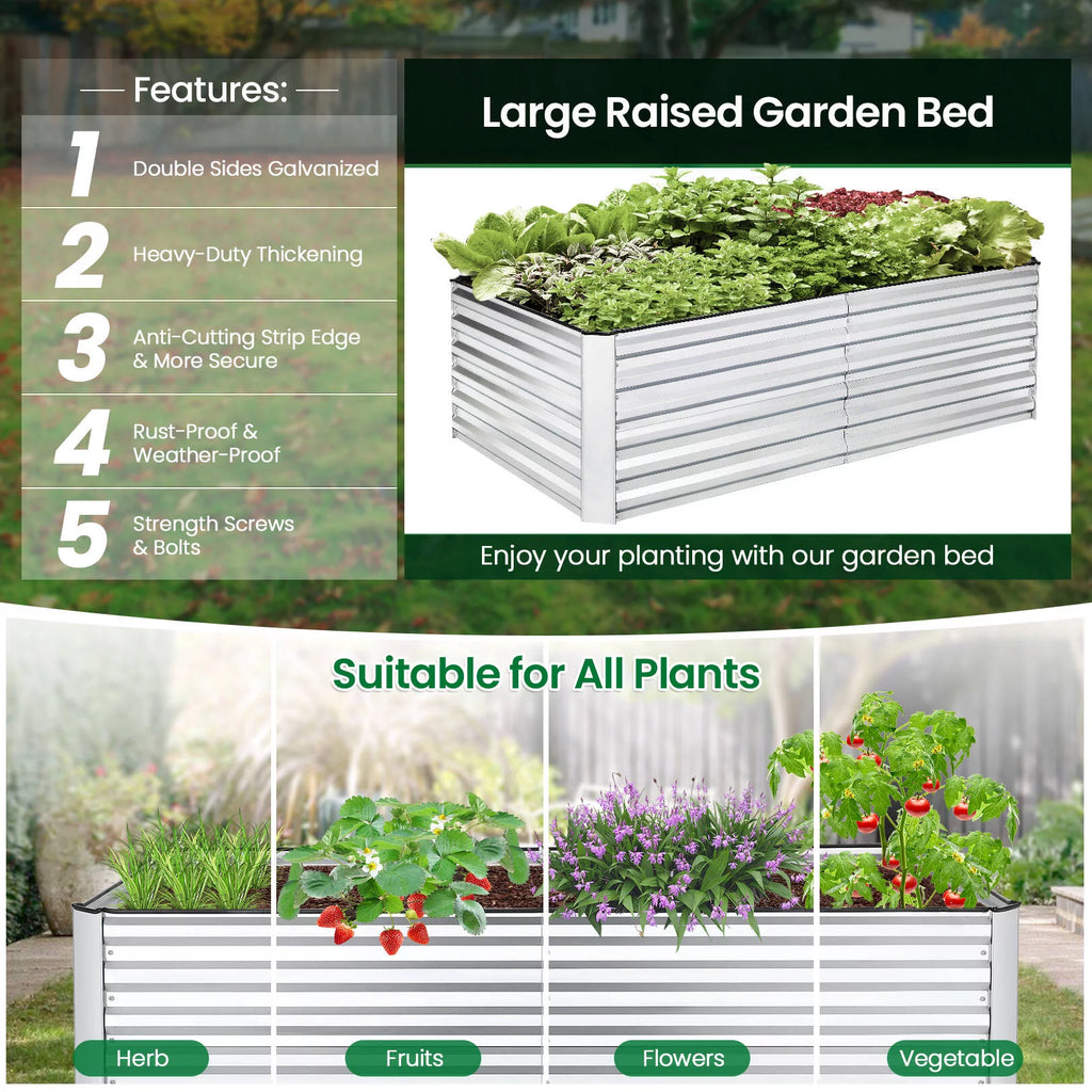 6x3x2ft Galvanized Steel Raised Garden Beds F5099