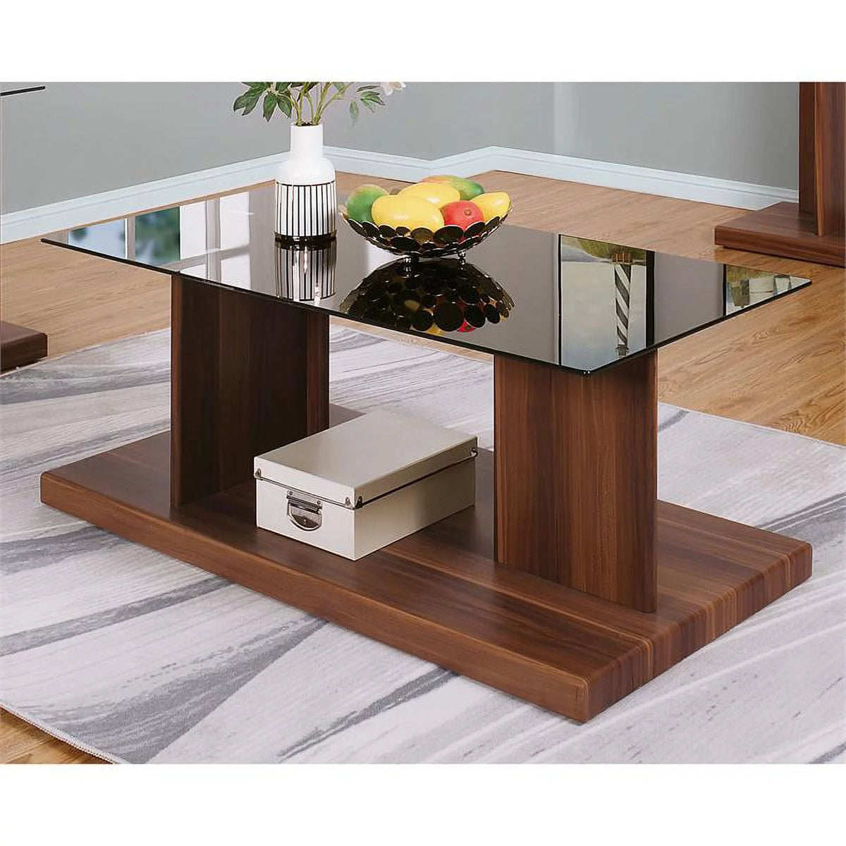 Contemporary Wood Coffee Table in Dark Walnut H225028