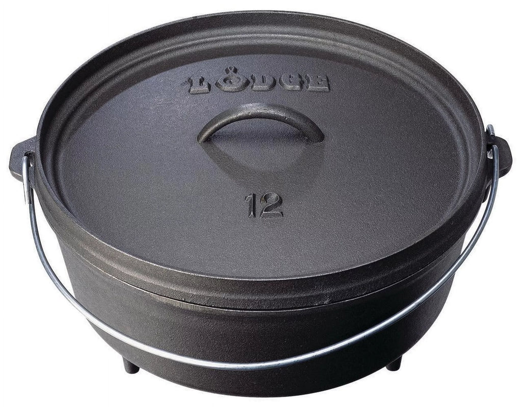 12 Inch 6 Quart Seasoned Cast Iron Camp Dutch Oven V888340