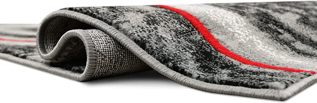 Lava Grey Black Abstract Area Rugs Marble Pattern Runner I193222