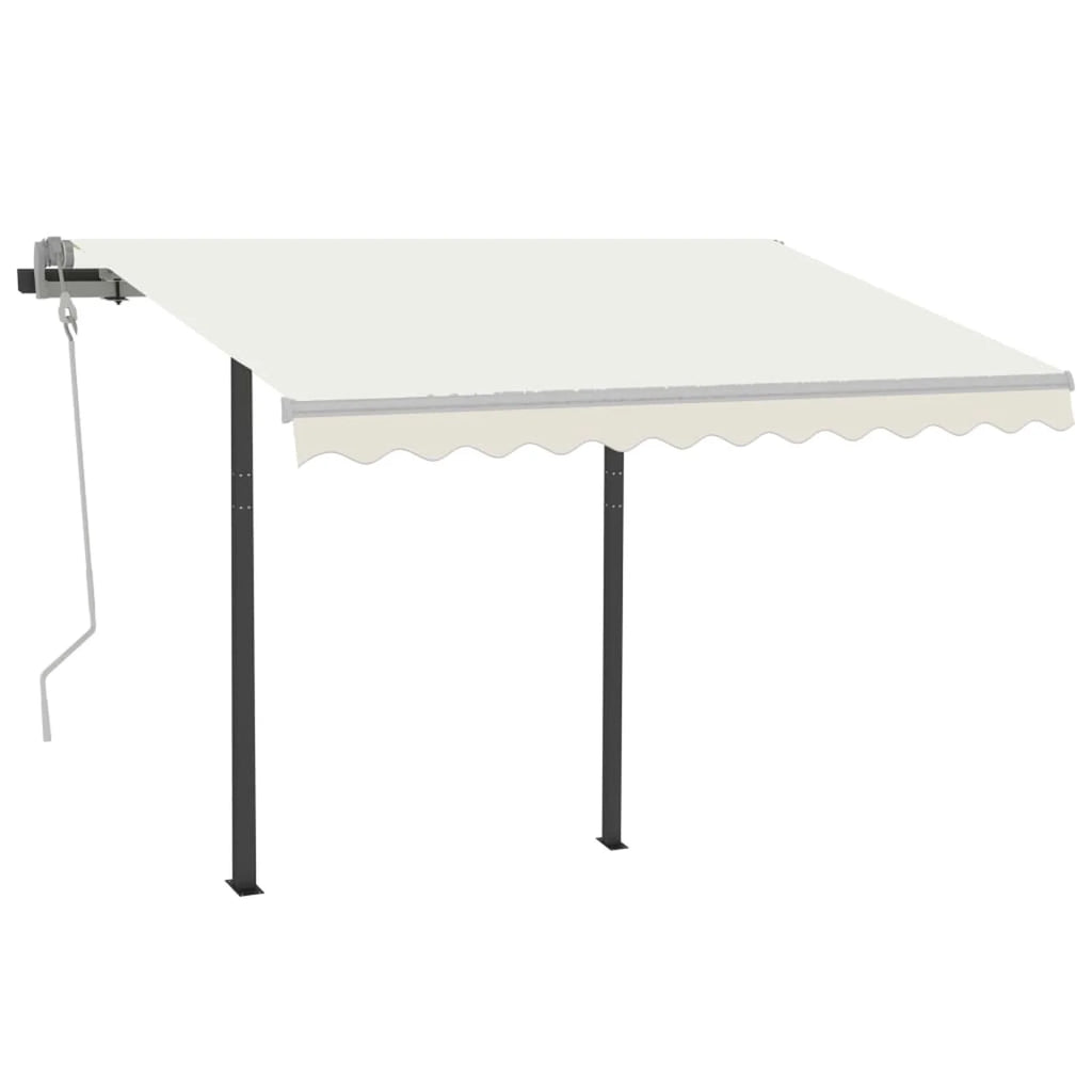 Cream Manual Retractable Awning with LED 118.1"x98.4" P17442