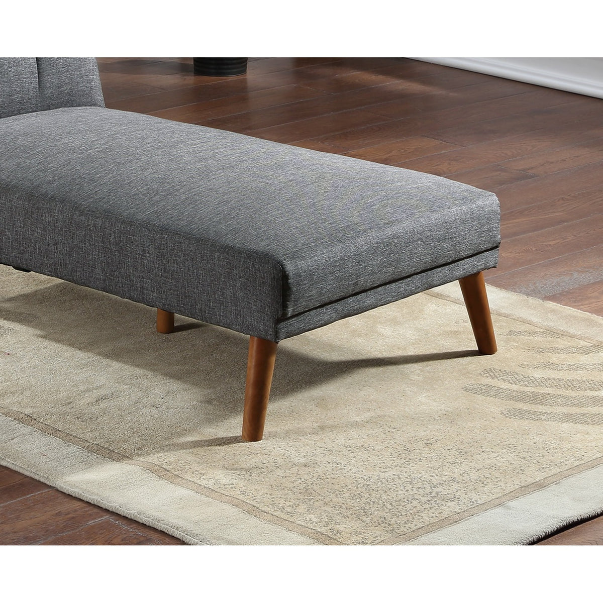Blue Grey Polyfiber Adjustable Chaise Bed Solid Wood Legs Plush Couch W5913