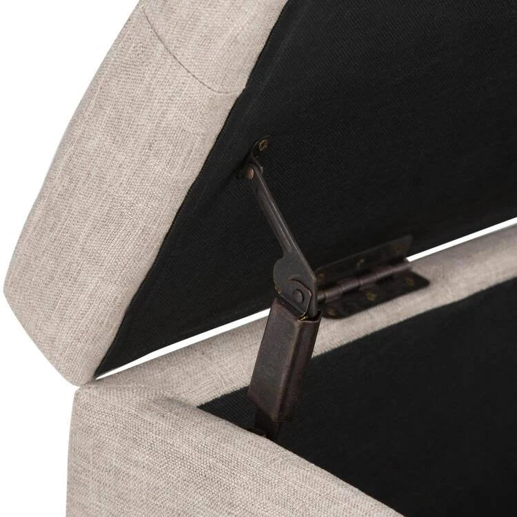 Distressed Black Faux Leather Storage Ottoman C353