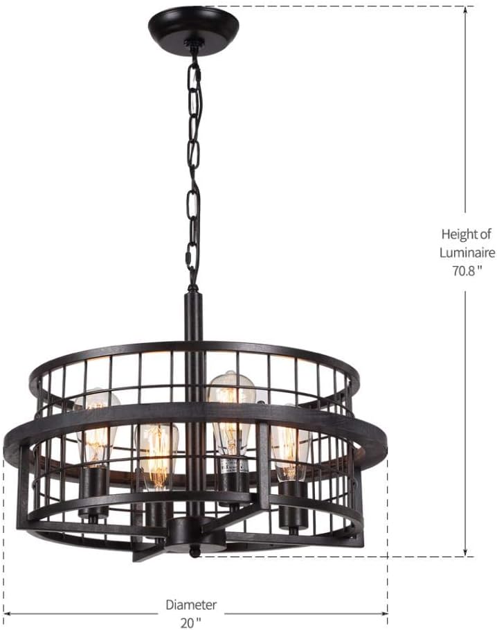 Farmhouse Chandelier Round Drum Shade Chandelier G59816