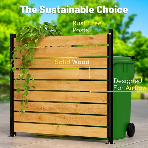 2 Panels No Dig Wooden Privacy Fence Screen, 42" H X 40" W Outdoor Fence X45959