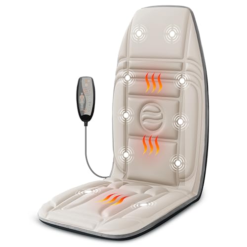 Beige Massage Chair Pad with Heat and Vibration Motors A365