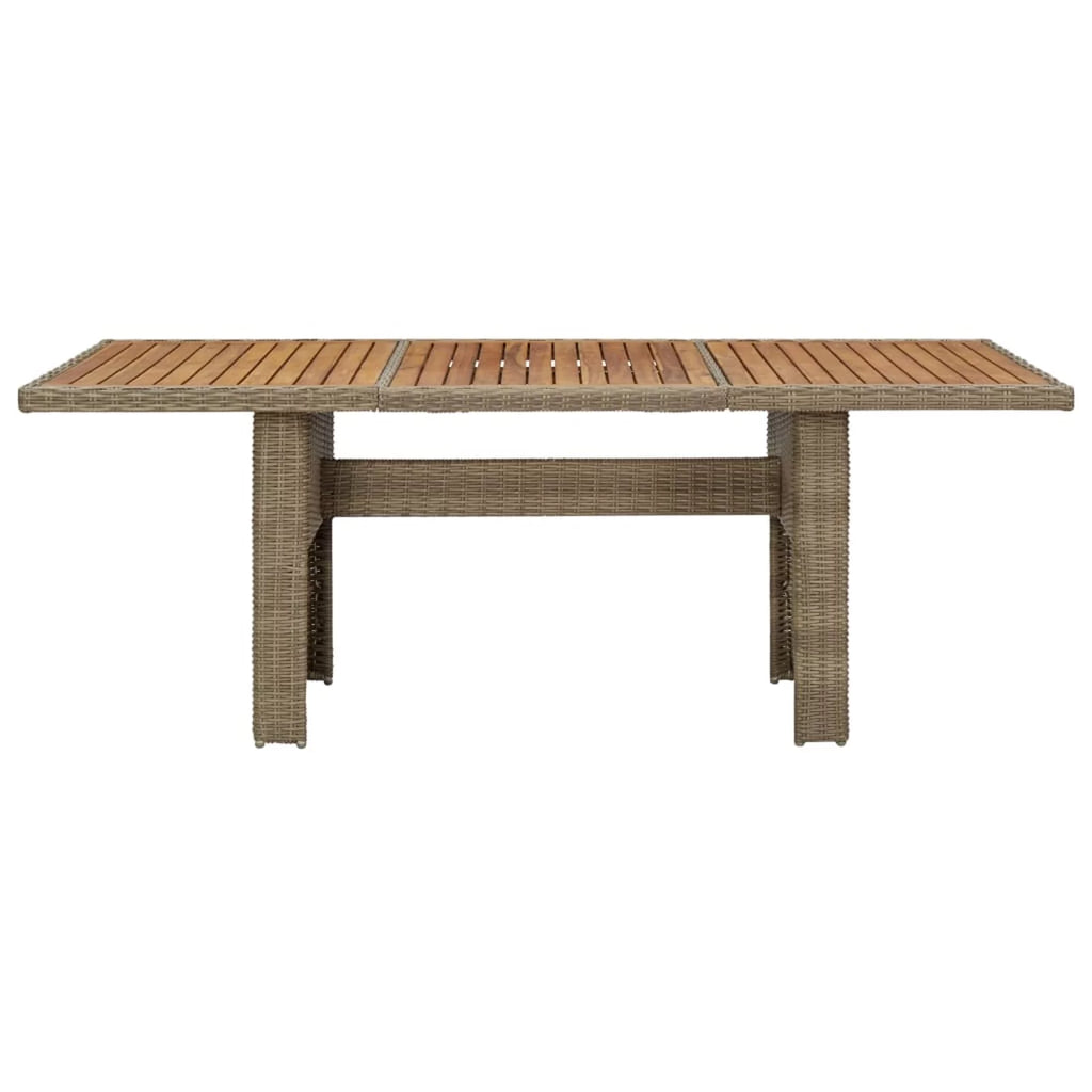 Acacia Wood Top Poly Rattan Steel Patio Dining Table F492
