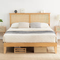 Full Size Rattan Headboard Platform Bed Frame with Storage S98717