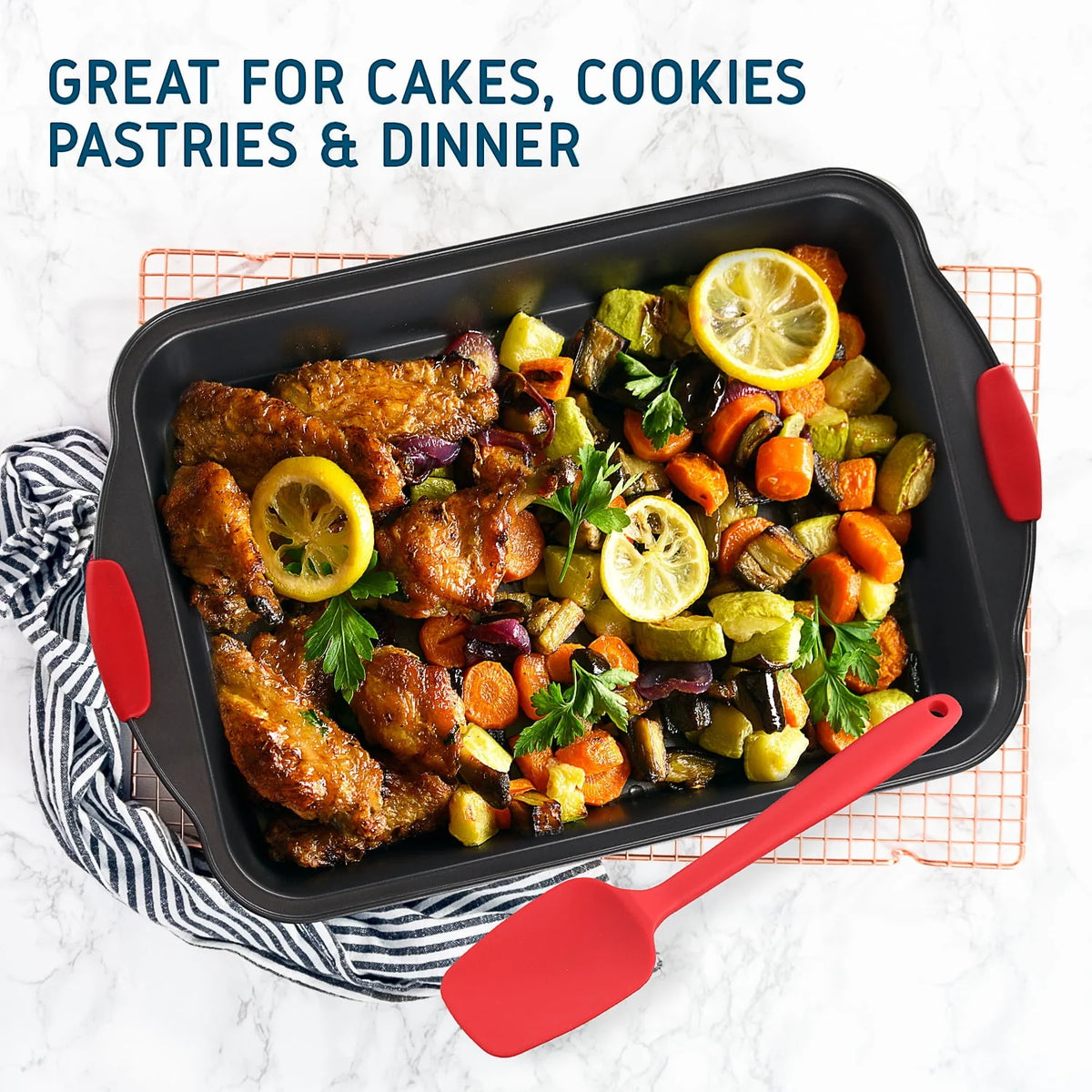 15 PC Nonstick Carbon Steel Bakeware Set with Silicone Handles U85865