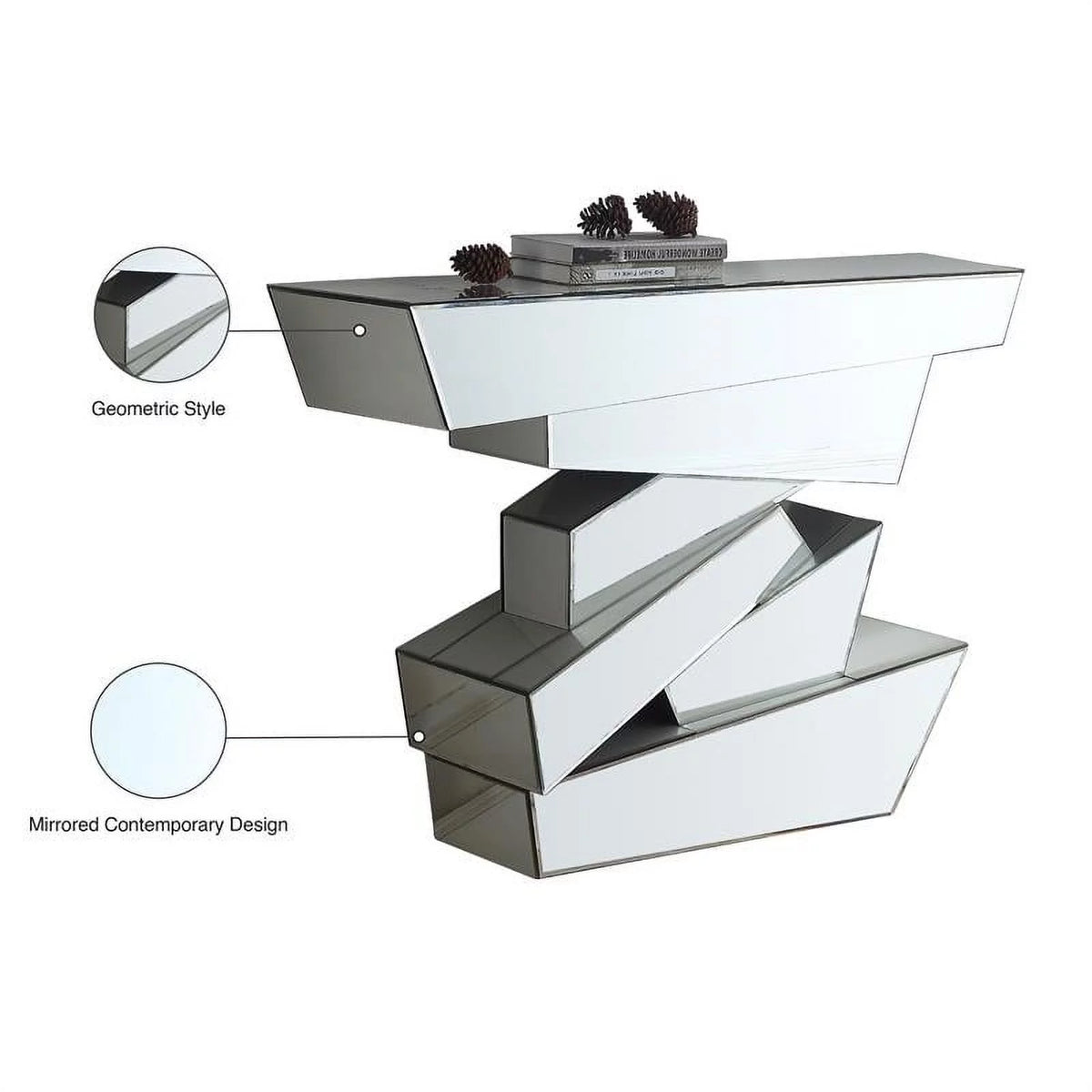 Mirrored Geometric Console Table K629582