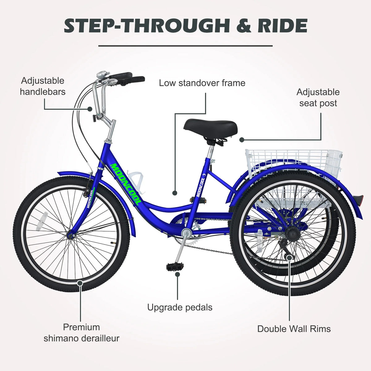 Blue 7 Speed Adult Tricycle B155