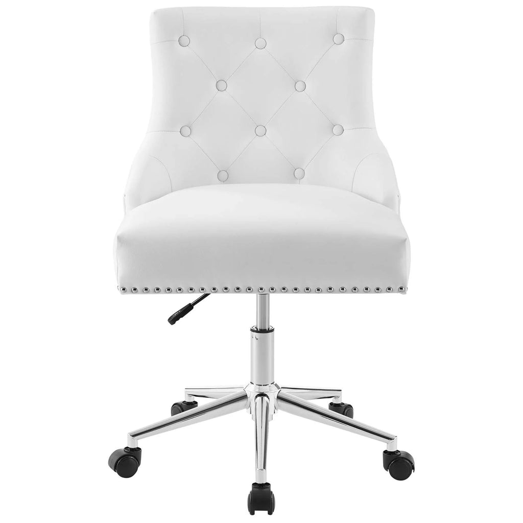 White Tufted Faux Leather Swivel Office Chair L2299