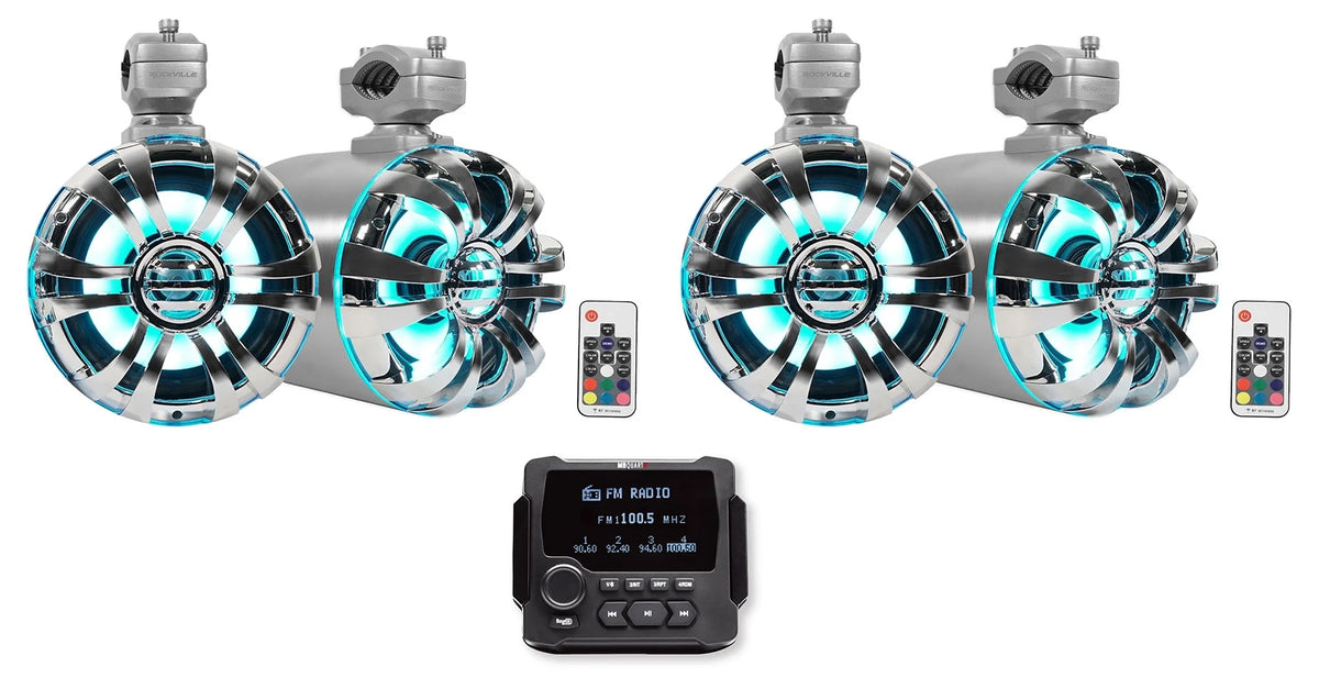 Marine Receiver with Bluetooth and 4 6.5" LED Tower Speakers L40730