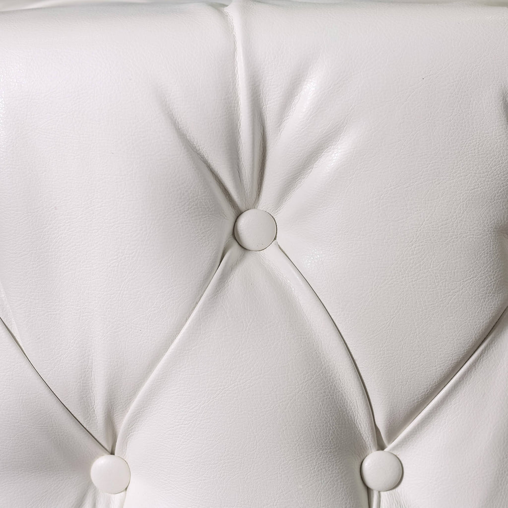 White Round Bonded Leather Ottoman A95761