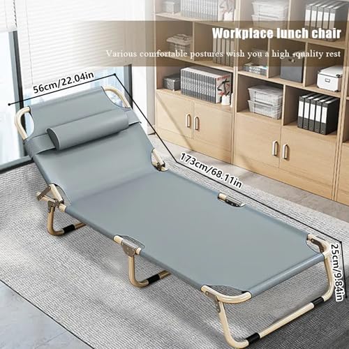 Portable Folding Camping Cot, Oversize Adjustable 5-Position Reclining Lounge Chairs with Pillow, Heavy Duty Oxford Cloth 600D with Mattress Gray G628