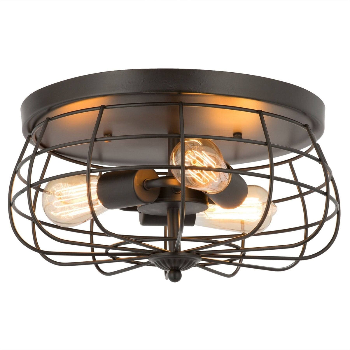 Industrial 3-Light Oil Rubbed Bronze Flush Mount L128602