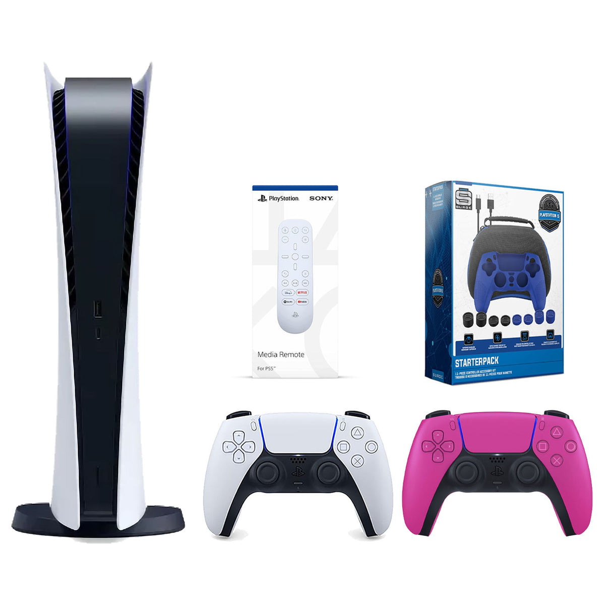 Playstation 5 Digital Edition Console with Pink Controller and 11-Piece Accessory Bundle E282