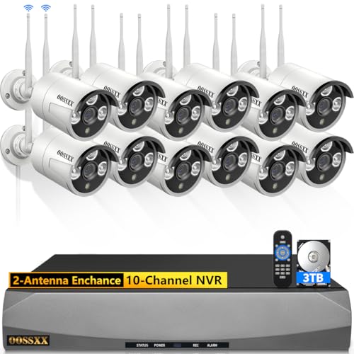 2K 3.0MP Wireless Security Camera System with 2TB Hard Drive, 4Pcs Outdoor WiFi Security Cameras P223058